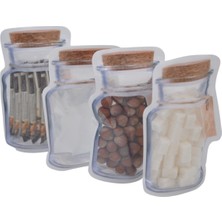 Bucuks® Kavanoz Görünümlü Kilitli Poşet Çıtçıtlı ve Pratik Torba 4 Adet