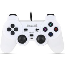 Kablolu Pc Gamepad – D-Input & X-Input Destekli Çift Titreşimli USB Oyun Kolu (Beyaz)