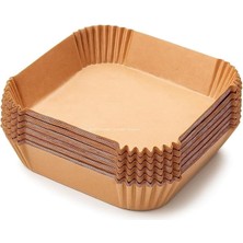 Airfryer Pişirme Kağıdı – Kare, Yanmaz ve Yağ Geçirmez Fritöz Için Uyumlu, Tek Kullanımlık, 16X16 Cm, Kahverengi