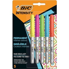 Intensity Permanent Kalıcı Markör 5'li Blister, 5 Canlı Renk, Kauçuk Tutaç, Hızlı Kuruma, Hafif Koku