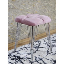 Sevinç Mobilya Kare Krom Kaplama Telli Ayaklı Tabure - Oturak - Bar Taburesi - Ayaklı Tabure