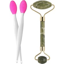 2'li Cilt Bakım Seti Yeşim Taşı Yüz Masaj Aleti T Bölge Yüz Temizleyici