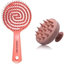 3 Boyutlu Profesyonel Saç Fırçası + Saç Yıkama Masaj Tarağı - 2'li Set 3 Boyutlu Fırça+Yıkama Tarağı