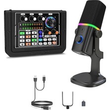 Ses Kartı Youtube Kick Podcast ve Yayıncı, Ses Kartı, Dj Mikser, Taşınabilir Podcast Prodüksiyon Stüdyosu, Canlı Yayın, Kayıt, Oyun Için Kondenser Ses Kartlı Mikrofon Mikseri P800-KD8