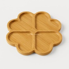 Bambu Sunum Tabağı Çerezlik Doğal Ahşap Şık ve Dayanıklı Sunumluk (Yonca)