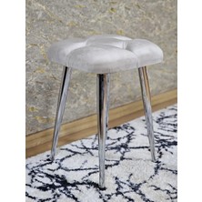 Sevinç Mobilya Kare Krom Kaplama Konik Ayaklı Tabure - Oturak - Bar Taburesi - Ayaklı Tabure