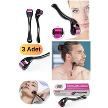 3 Adet Saç ve Sakal Dökülmesi Engelleyici ve Çıkartıcı Gürleştirici Yüz Masaj Aleti Bakım Iğne Rulo