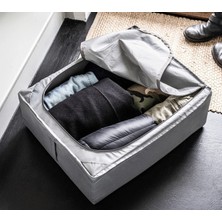 IKEA Quality Fermuarlı Saklama Kutusu 43X53X19 cm Düzenleme Kutusu Polyester Organizer Kutu Koyu Gri Hurç