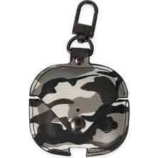xirshop Airpods 3 (3.nesil) Çanta Kamuflaj Deri Kılıf - Gri