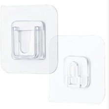 Yapışkanlı Çift Taraflı Kanca | 4 Çift | Iz Bırakmayan, Delik Açmayan, Çok Fonksiyonlu Banyo ve Mutfak Su Geçirmez Ev Duvar Askıları