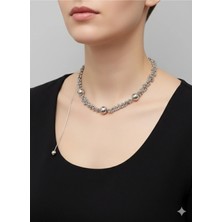 Cadde Dükkanı Yuvarlak Figürlü Silver Renk Çelik Kolye