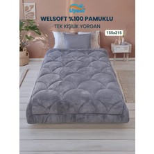 Uysal Yorgan Welsoft Akfil Midye Desen Tek Kişilik Yorgan ANTRASİT