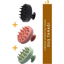 3 Adet Yumuşak Silikon Saç Derisi Masaj Şampuan Duş Fırçası