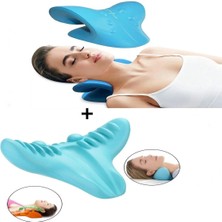 2'li Set Oval ve Düz Boyun Düzleşmesi Yastığı Traksiyon Baş ve Boyun Masaj Aleti Omurga Düzeltme