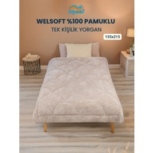 Uysal Yorgan Welsoft Akfil Midye Desen Tek Kişilik Yorgan BEJ