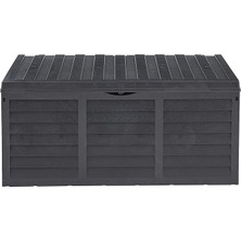 Bsa1 Bahçe Depolama Sandığı, Tekerlekli 320 Lt Ahşap Desenli Antrasit