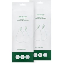 Ipli Çöp Torbaları, Özel Kesim, 60L Çift Çöp Kovaları Için 30L Çöp Torbaları, Astar Kodu 30A, 2 Rulo, 90 Parça, Sağlam, Su Geçirmez, Mutfak Için, Beyaz KRB30A02