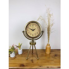 Bucuks Eskitme Metal Mini Tripod Dekoratif Masa Saati 45×26 cm