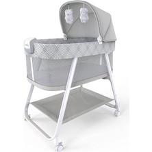 Lullanight Gem Bebek Yatağı, 4 Tekerlekli ve Hava Geçiren Kenarlı, Gri, 0-5 Ay, 7 Kg'a Kadar