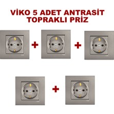 Antrasit Vikotopraklı Priz (5 Adet)