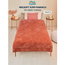 Uysal Yorgan Welsoft Akfil Midye Desen Tek Kişilik Yorgan TURUNCU
