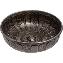 Feyza Design Osmanlı Motifli Metal Hamam Tası, Siyah Nikel, Şık ve Dayanıklı Tasarım