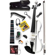 RCZ-606W Elektro Keman Seti Beyaz (Kulaklık Kablo Metod Tuner Yastık)