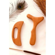 2'li Set %100 Doğal Ahşap Masaj Aleti Vücut Lenf Drenaj Masajı M4-7