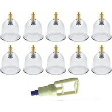 5 cm 10 Adet Kupa Vakumlu Çekme Masaj Aleti Seti 1 Adet Vakum Pompası