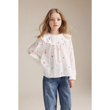 DeFacto Çiçek İşlemeli Müslin Bluz Kız Çocuk G7746A826SP