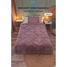 Uysal Yorgan Welsoft Akfil Midye Desen Tek Kişilik Yorgan GÜL KURUSU