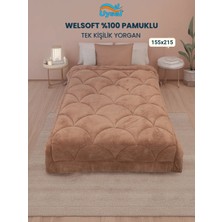 Uysal Yorgan Welsoft Akfil Midye Desen Tek Kişilik Yorgan KAHVERENGİ