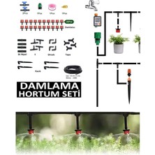 Damlama Sulama Hortum Seti 20MT Hortum Boru Nozul ve Boru Bağlantı Aparatları Fidan Bitki Bahçe