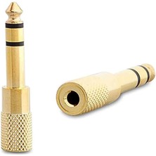 Kablo Jak Dönüştürücü - Jack Çevirici Erkek 6.5mm - Dişi 3.5mm Siyah Jack Fiş Jack Çevirici Stereo