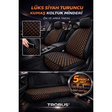 Trobus Kia Rio 2012-2015 Uyumlu Kumaş Koltuk Minderi Kapitone Desen Terletmez Beşli Siyah Turuncu