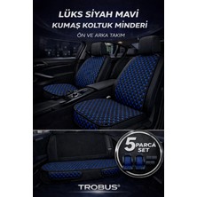 Trobus Fiat 500 C (Topolino) 1936–1955 Uyumlu Kumaş Koltuk Minderi Kapitone Desen Terletmez Beşli Siyah Mavi