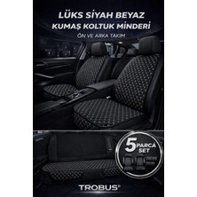 Trobus Toyota Yaris Cross 2021–2024 Uyumlu Kumaş Koltuk Minderi Kapitone Desen Terletmez Beşli Siyah Beyaz