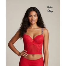 Intive Lingerie Intive 'vs Logolu' Premium Taşlı Askılı Balenli Double Push-Uplı Korse Detaylı Ithal Sütyen Büstiyer