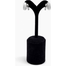 Pangu Gümüş Renk Beyaz Mermer Desenli Çelik Halka Küpe