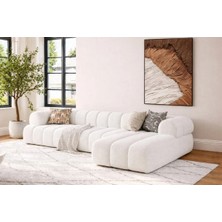 S Home Design Concept Cozy Pofidik Modüler Kanepe L Köşe Koltuk Takımı, Teddy Antrasit, Sağ Köşe , 290X165 cm