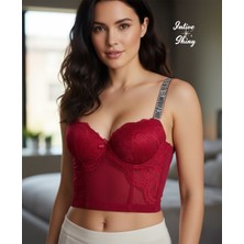 Intive Lingerie Intive 'vs Logolu' Premium Taşlı Askılı Balenli Double Push-Uplı Korse Detaylı Ithal Sütyen Büstiyer