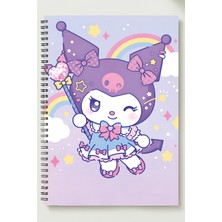Black-One Kuromi Temalı A5 Metal Spiralli Çizgisiz Kalın Bristol Kapak Kuromi Temalı A5 Defter