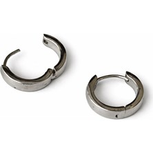 Pangu Gümüş Renk Çelik Kalın Halka Küpe