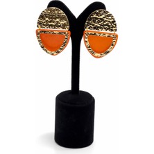 Pangu Lak Altın Kaplama Akrilik Detaylı Geometrik Küpe