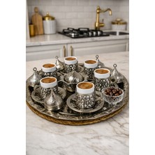 Teberrik Dükkan Bakır Osmanlı 6 Lı Kahve Seti Çeyizlik