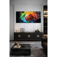 Olinpa Kırılmaz Cam Duvar Saati , Hem Tablo Hem Saat Basketbol Temalı Spor Tasarım Ev Ofis Hediyesi