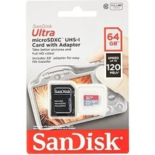 Sandisk 64GB Microsdxc Ultra A1 120MB/SN Uhs-I C10 U1 SDSQUA4-064G-GN6MN