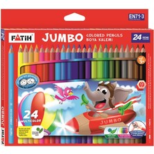 Fatih 24 Renk Jumbo Tam Boy Kuru Boya Kalemi Mavi Renkli 24 Parça Ergonomik Tasarım