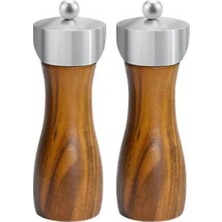 Feyza Design Ahşap Gövdeli Tuz Karabiber Değirmeni, 16 Cm, 2'li Set
