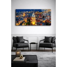 Olinpa Kırılmaz Cam Duvar Saati , Hem Tablo Hem Saat Galata Kulesi Istanbul Gece Manzarası Tasarım Ev Ofis Hediyesi